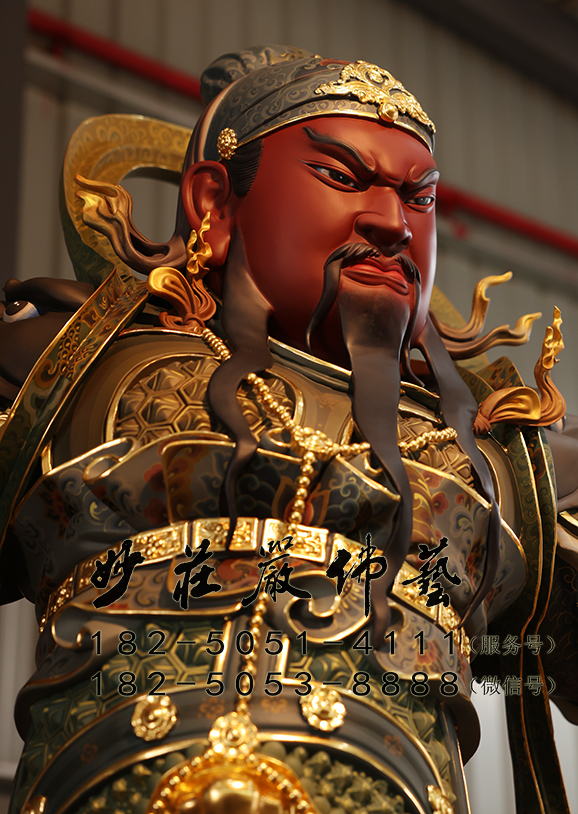 关公元帅彩绘塑像近照实拍图