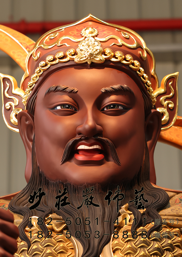 铜雕赵公明神像正面近照 赵公明神像正面近照