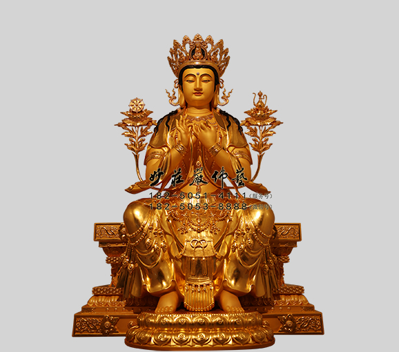 天冠弥勒贴金佛像