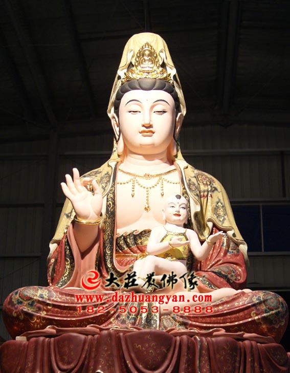脱胎观音送子塑像正面照 脱胎观音送子塑像正面照