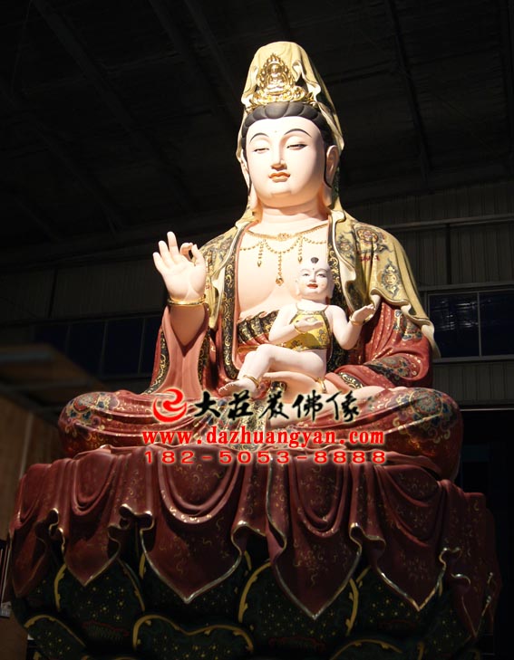 脱胎观音送子塑像侧面照 脱胎观音送子塑像侧面照