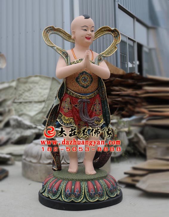 生漆脱胎善财童子塑像侧面照 生漆脱胎善财童子塑像侧面照