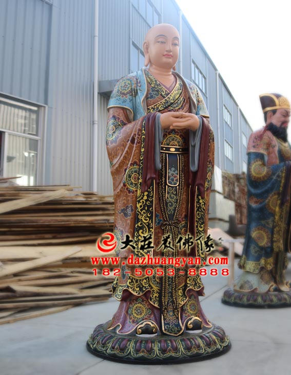 地藏王弟子之道明法师彩绘塑像侧面照 地藏王弟子之道明法师彩绘塑像侧面照