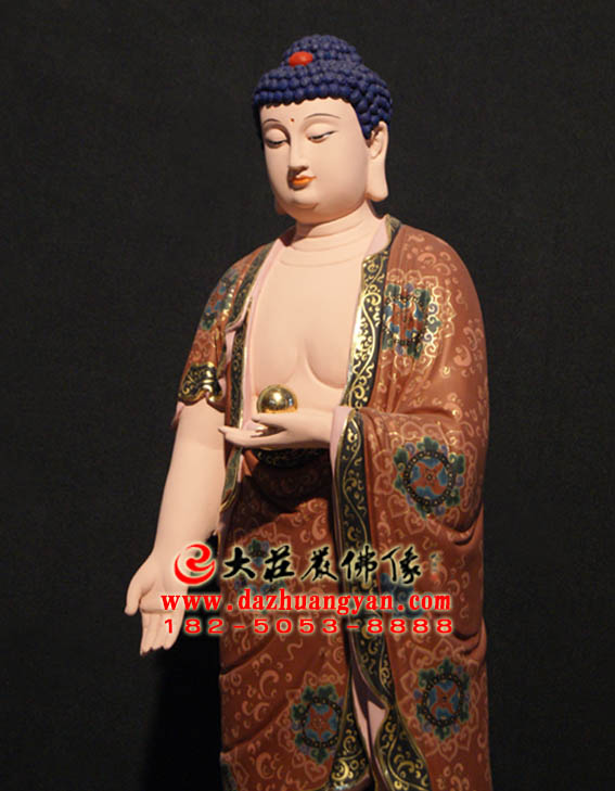生漆脱胎辟支佛彩绘像侧面近照 生漆脱胎辟支佛彩绘像侧面近照