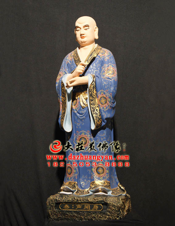 生漆脱胎声闻身彩绘塑像侧面照 生漆脱胎声闻身彩绘塑像侧面照