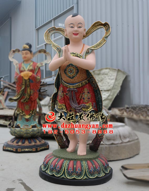 生漆脱胎善财童子塑像正面照 生漆脱胎善财童子塑像正面照