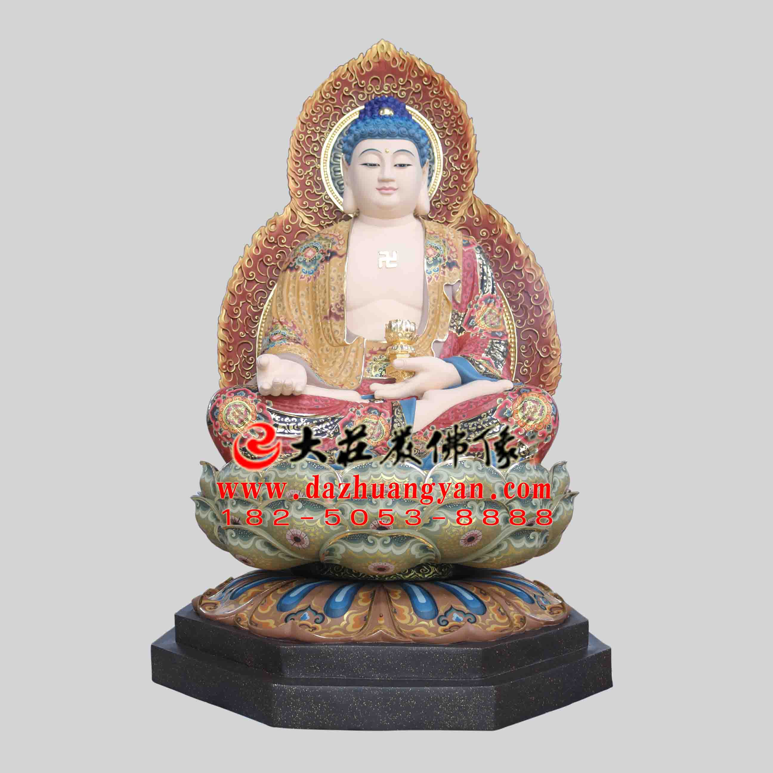 生漆脱胎西方三圣之阿弥陀佛塑像