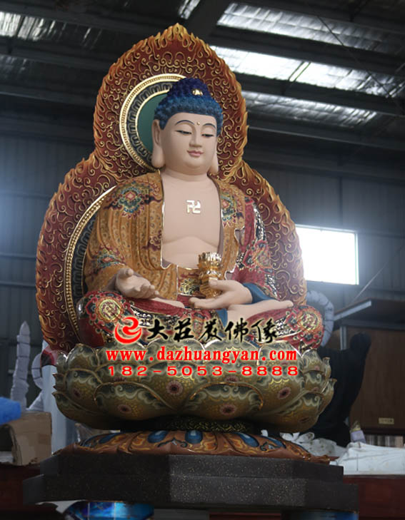 生漆脱胎西方三圣之阿弥陀佛塑像侧面照