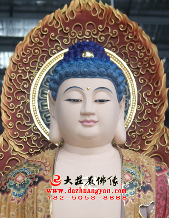 生漆脱胎西方三圣之阿弥陀佛塑像特写