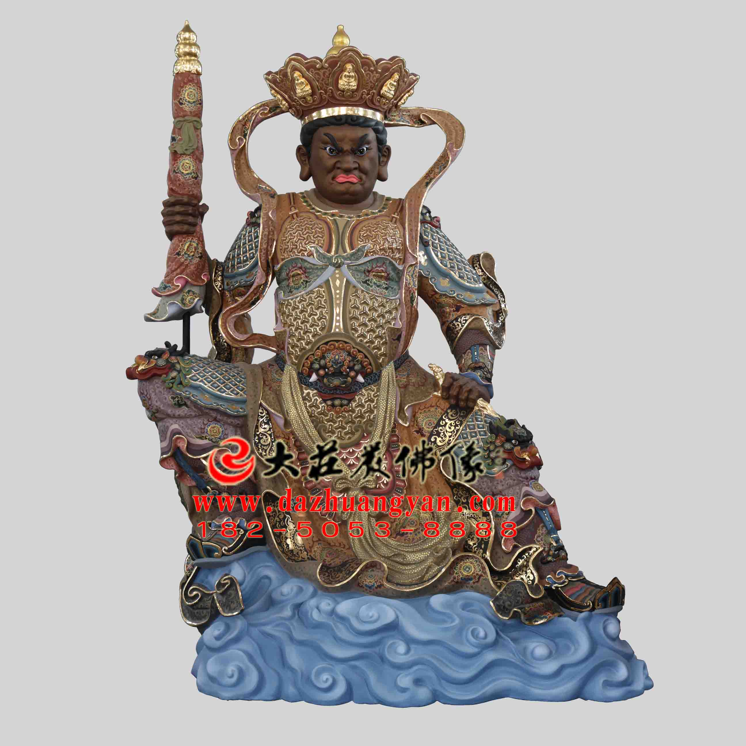 生漆脱胎北多闻天王彩绘塑像 生漆脱胎北多闻天王彩绘塑像
