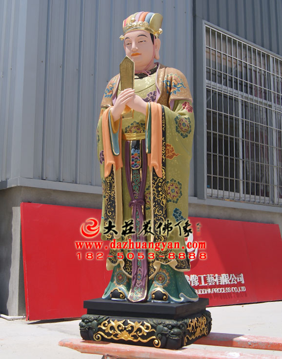 生漆脱胎帝释天彩绘佛像侧面照