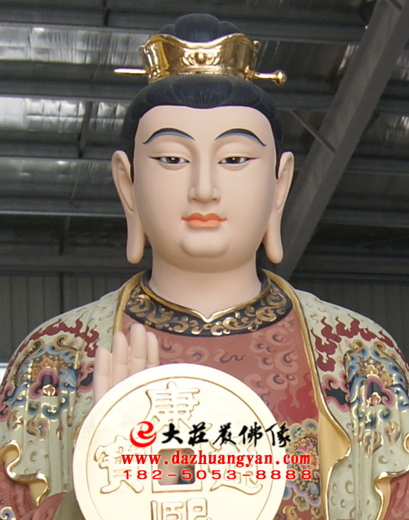 铜雕道教神像郑二像特写