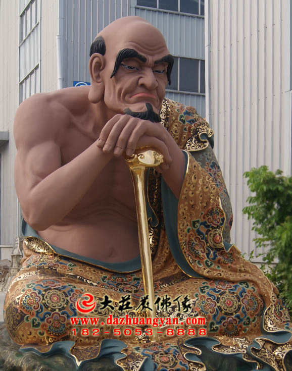 生漆脱胎注茶半托迦尊者彩绘佛像侧面近照 生漆脱胎注茶半托迦尊者彩绘佛像侧面近照