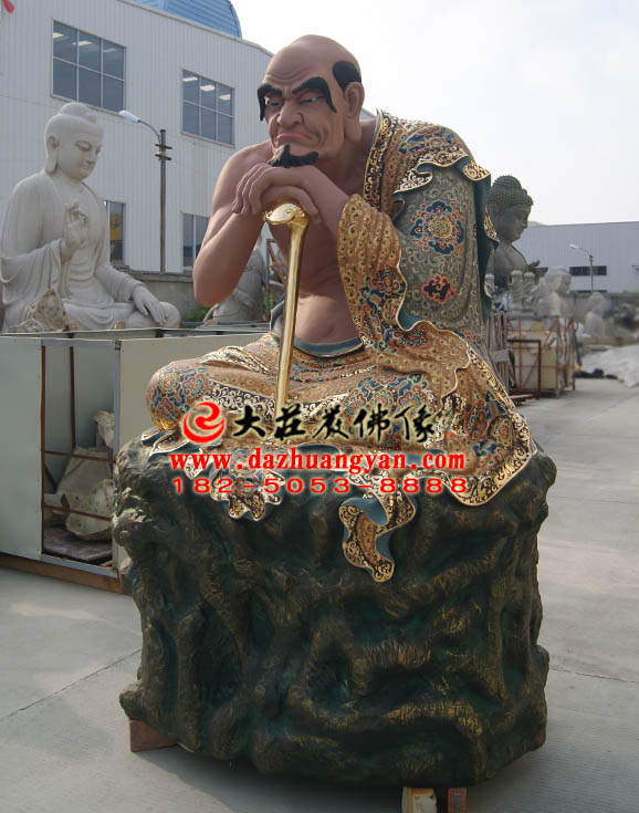 生漆脱胎注茶半托迦尊者彩绘佛像侧面照 生漆脱胎注茶半托迦尊者彩绘佛像侧面照