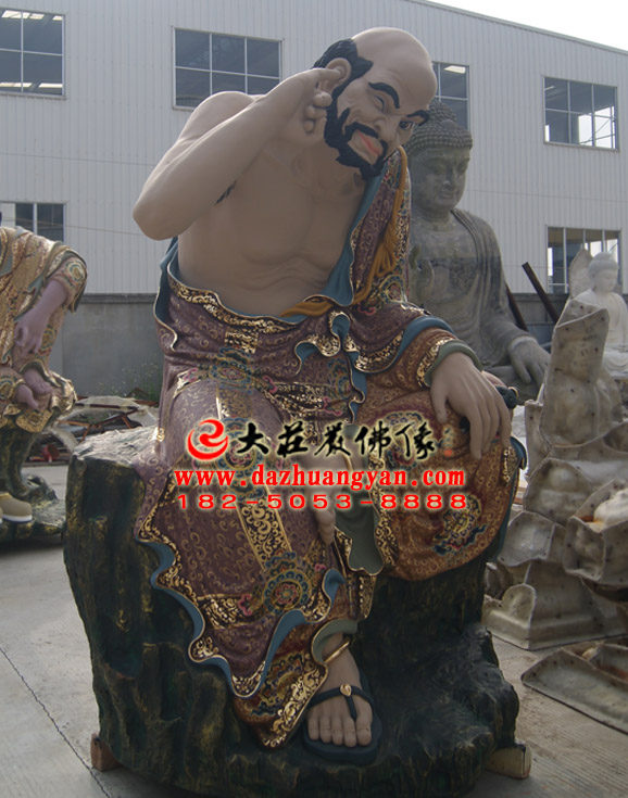 生漆脱胎迦诺迦代蹉尊者彩绘佛像侧面照 生漆脱胎迦诺迦代蹉尊者彩绘佛像侧面照