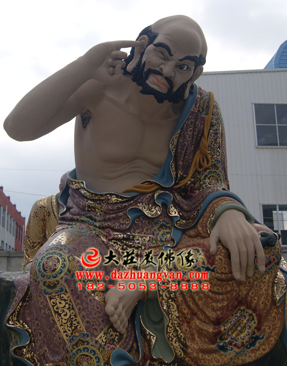生漆脱胎迦诺迦代蹉尊者彩绘佛像正面近照 生漆脱胎迦诺迦代蹉尊者彩绘佛像正面近照