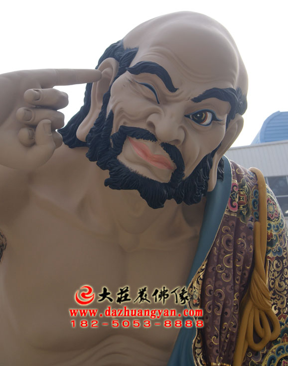 生漆脱胎迦诺迦代蹉尊者彩绘佛像特写 生漆脱胎迦诺迦代蹉尊者彩绘佛像特写