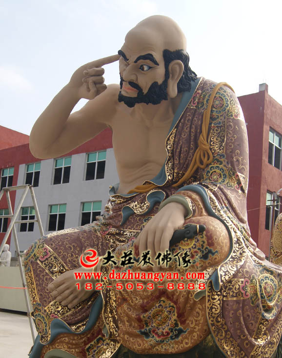 生漆脱胎迦诺迦代蹉尊者彩绘佛像侧面近照 生漆脱胎迦诺迦代蹉尊者彩绘佛像侧面近照
