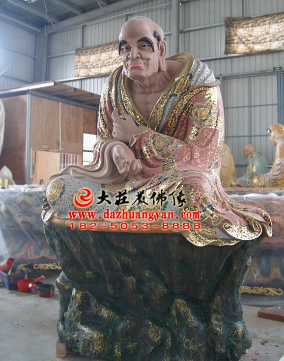 生漆脱胎那迦犀那尊者彩绘佛像左侧照 生漆脱胎那迦犀那尊者彩绘佛像左侧照