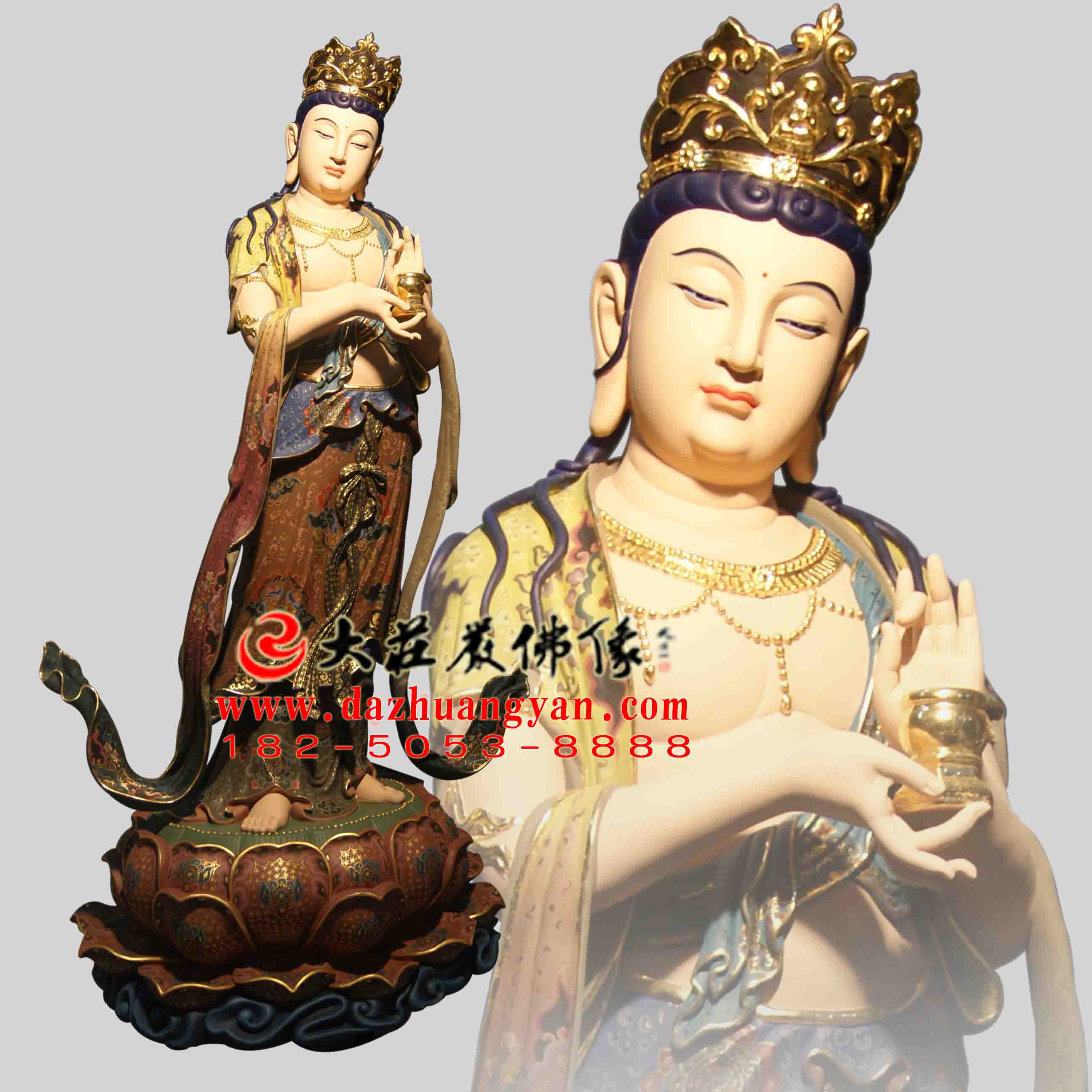 生漆脱胎八大菩萨之地藏菩萨彩绘塑像【1703】