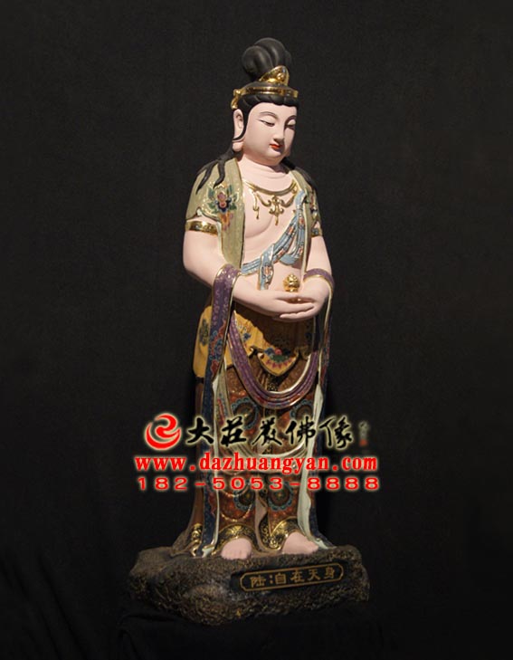 生漆脱胎自在天身彩绘塑像侧面照 生漆脱胎自在天身彩绘塑像侧面照