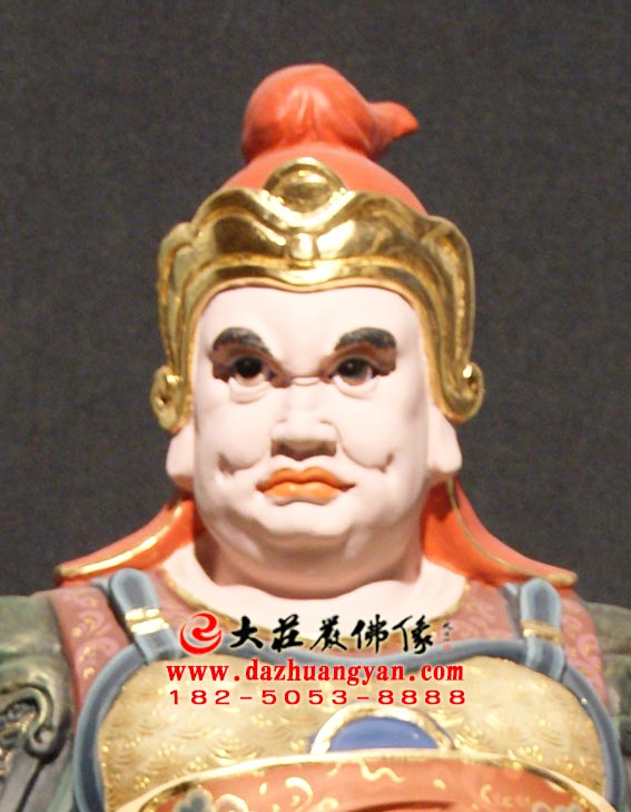 生漆脱胎天大将军身彩绘塑像特写