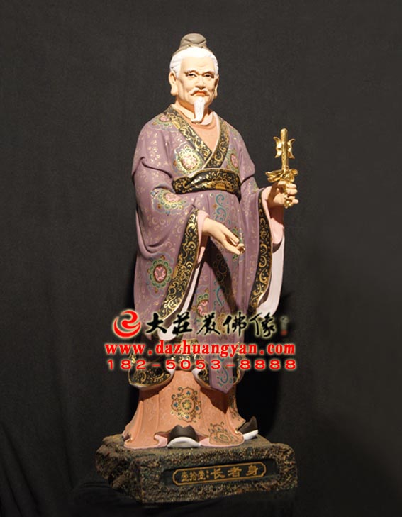 生漆脱胎长者身彩绘塑像侧面照 生漆脱胎长者身彩绘塑像侧面照