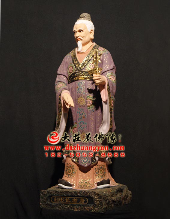 生漆脱胎长者身彩绘塑像侧面照 生漆脱胎长者身彩绘塑像侧面照