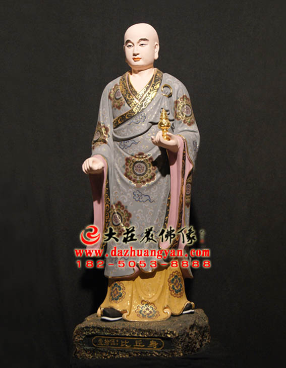 生漆脱胎比丘身彩绘塑像侧面照 生漆脱胎比丘身彩绘塑像侧面照