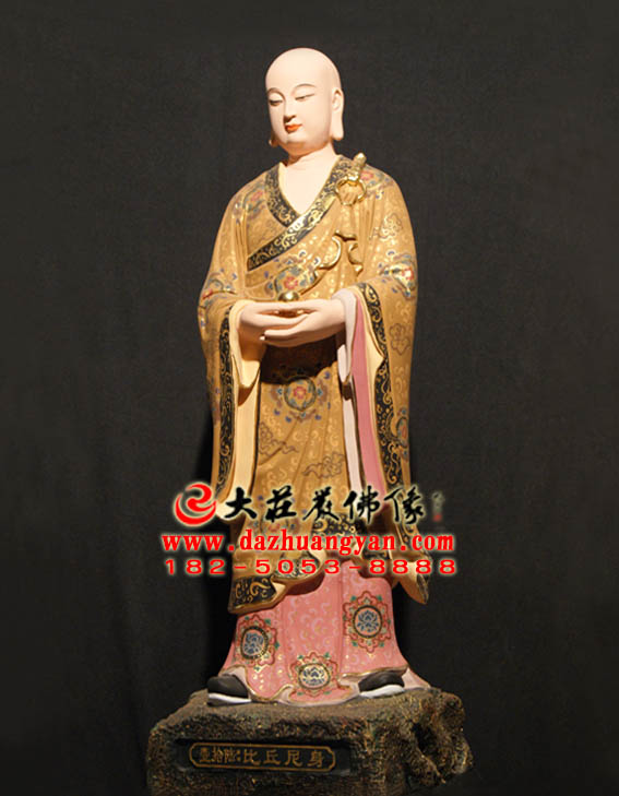 生漆脱胎比丘尼身彩绘塑像侧面照