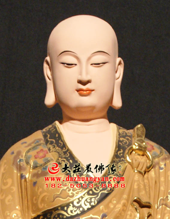 生漆脱胎比丘尼身彩绘塑像特写