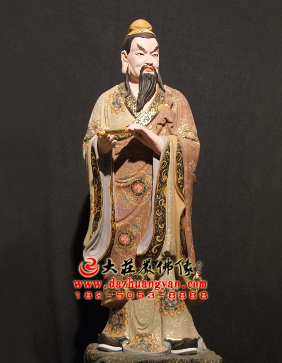 生漆脱胎优婆姨身彩绘塑像侧面照
