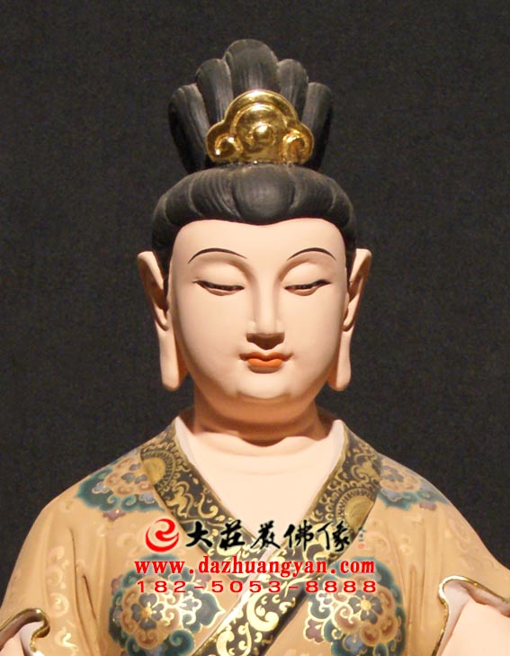 生漆脱胎宰官妇女身彩绘塑像特写