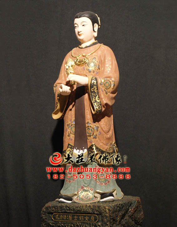 三十二应身之居士妇女身彩绘塑像侧面照 三十二应身之居士妇女身彩绘塑像侧面照