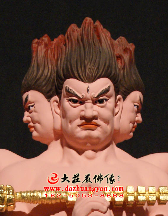 彩绘描金生漆脱胎阿修罗身塑像特写 彩绘描金生漆脱胎阿修罗身塑像特写