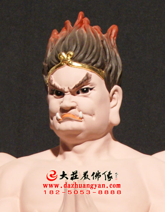 彩绘描金生漆脱胎夜叉身塑像特写 彩绘描金生漆脱胎夜叉身塑像特写