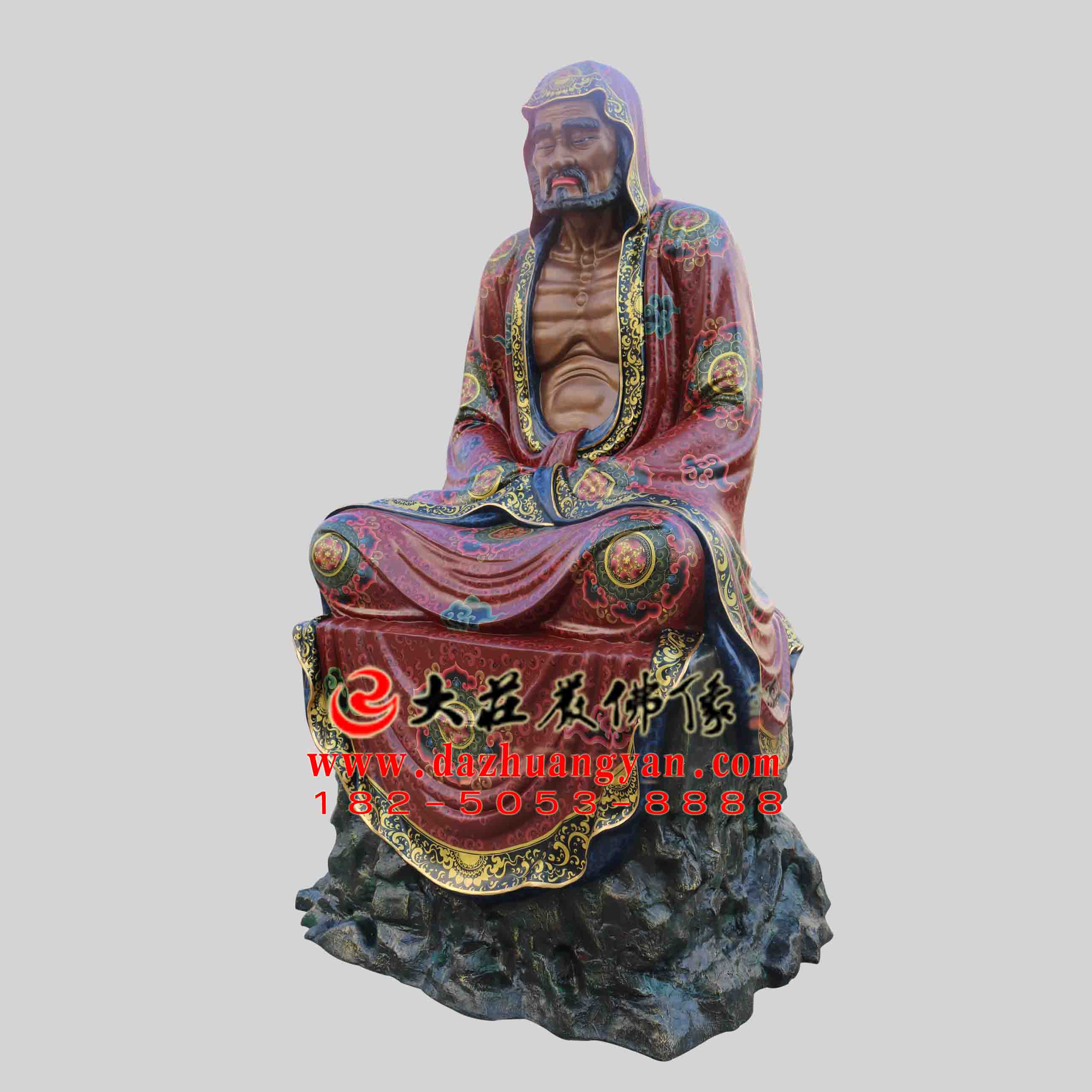 彩绘描金达摩佛像