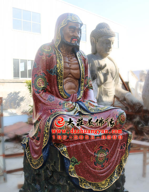 彩绘描金达摩佛像