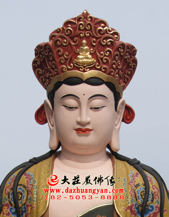 彩绘描金生漆脱胎文殊菩萨坐莲塑像特写 彩绘描金生漆脱胎文殊菩萨坐莲塑像特写