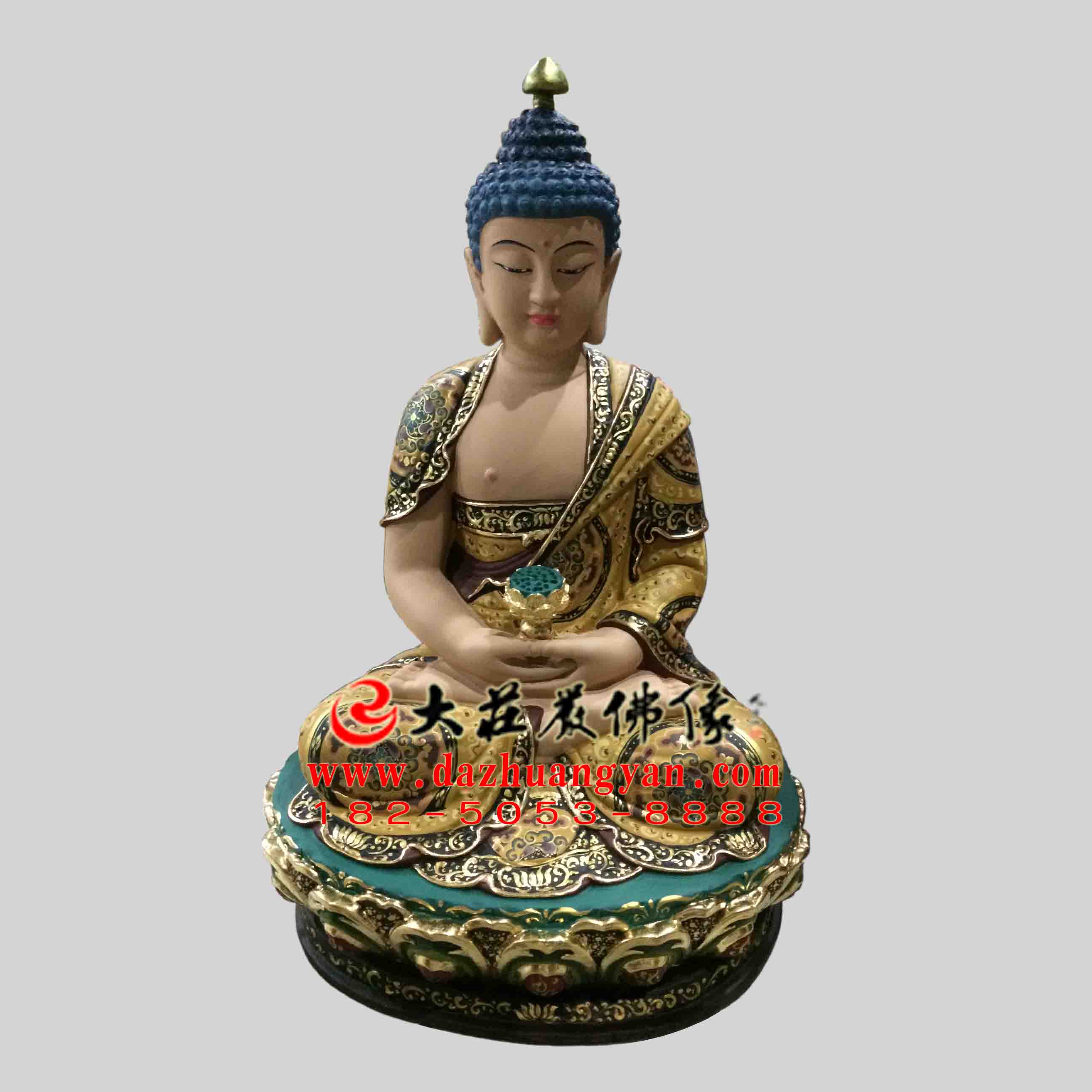 生漆脱胎三宝佛之阿弥陀佛坐莲彩绘塑像 生漆脱胎三宝佛之阿弥陀佛坐莲彩绘塑像