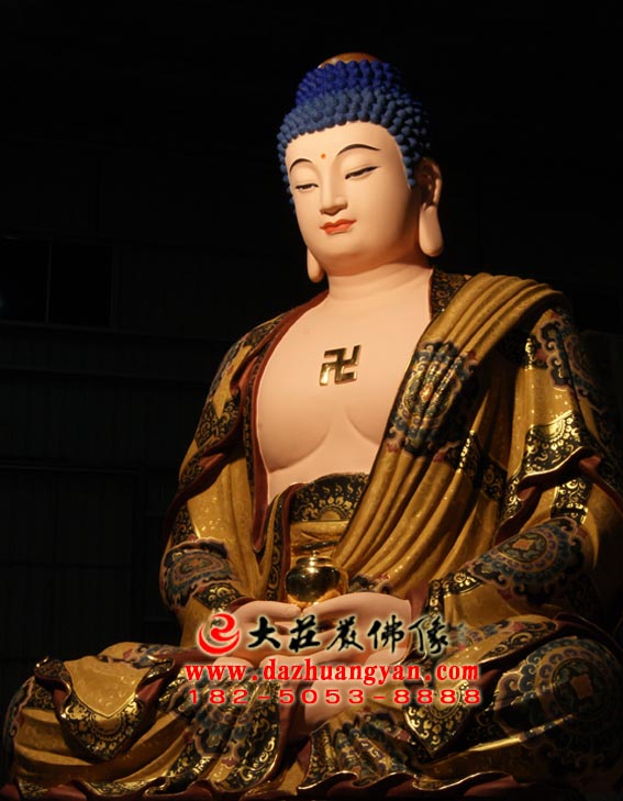 生漆脱胎娑婆三圣之释迦牟尼佛彩绘塑像侧面照 生漆脱胎娑婆三圣之释迦牟尼佛彩绘塑像侧面照