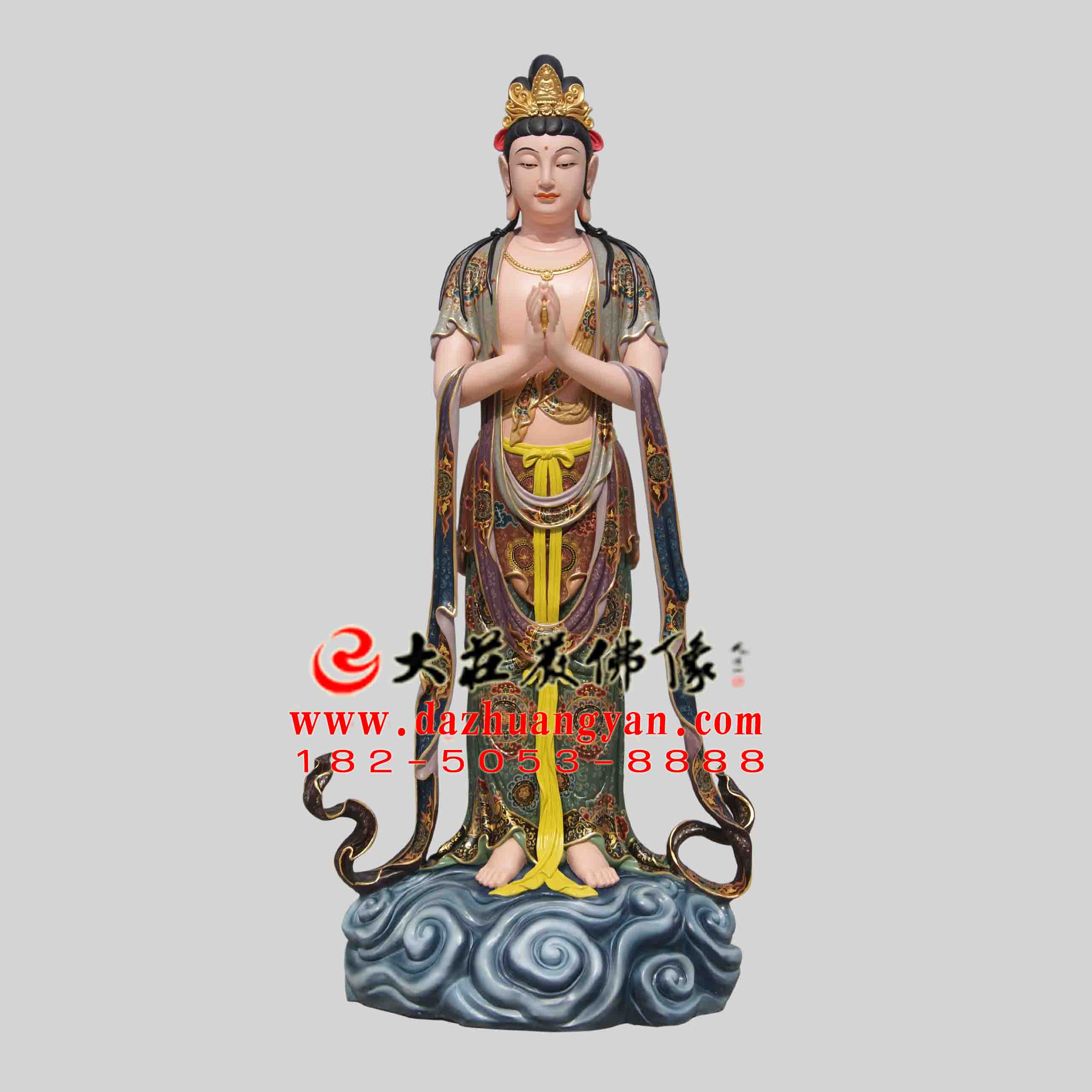 彩绘描金生漆脱胎三十三观音之叶衣观音塑像